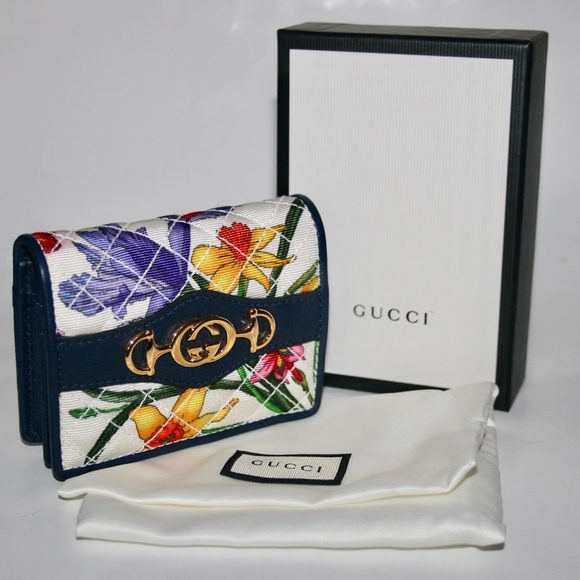 Gucci GG Trapuntata Zumi Floral Card Case Wallet - Picture 2 of 7